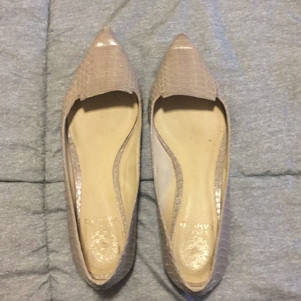 Grey snakeskin like flats